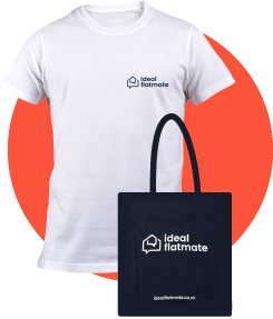 A custom ideal flatmate t-shirt and bag